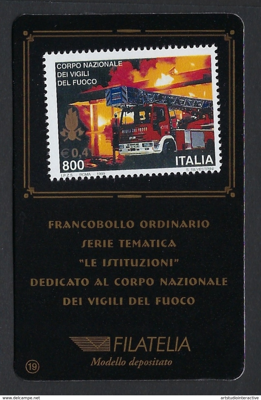 1999 ITALIA REPUBBLICA "CORPO NAZIONALE VIGILI DEL FUOCO" TESSERA FILATELICA (N. 19) - Tessere Filateliche