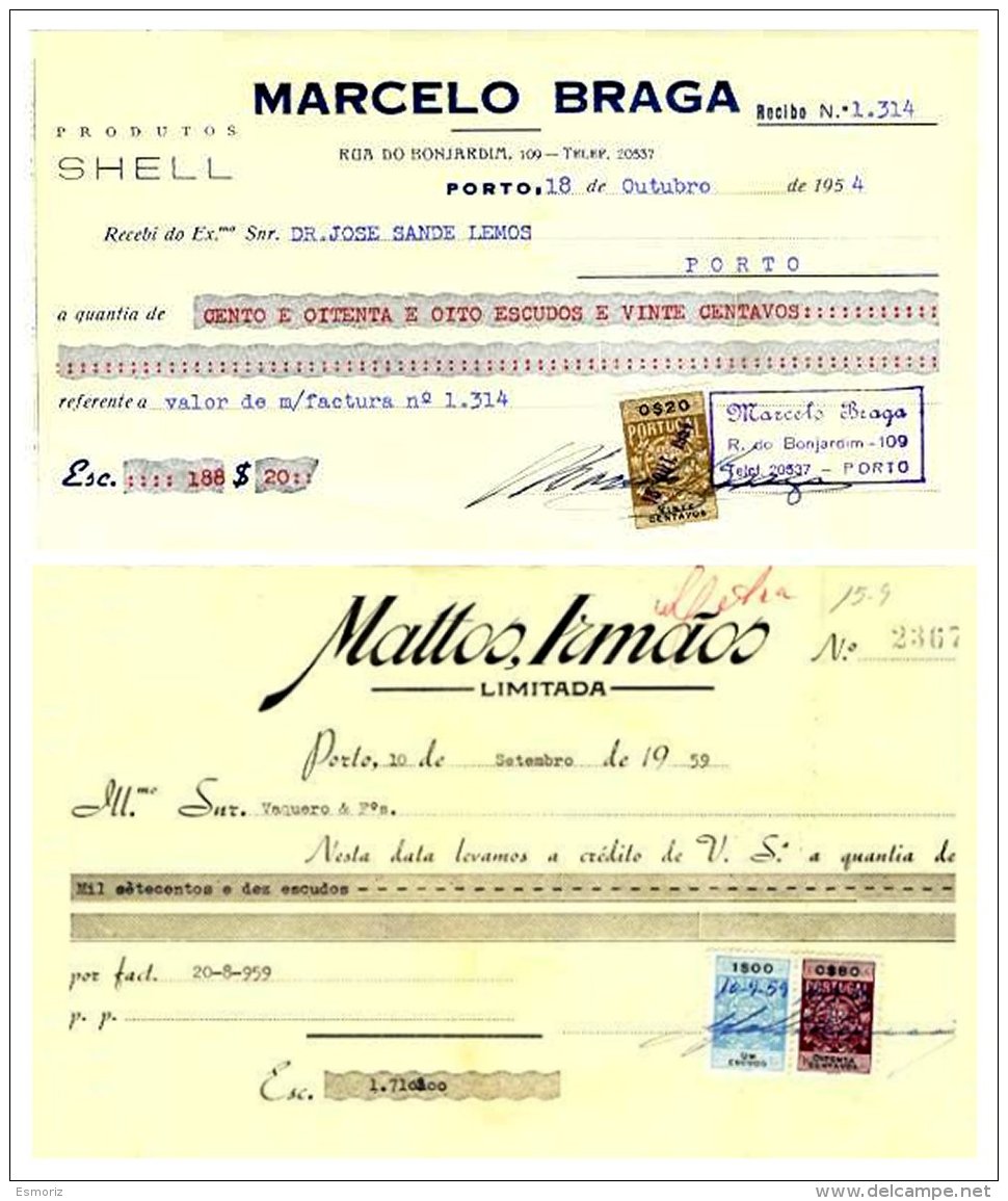 PORTUGAL, Receipts - Cartas & Documentos