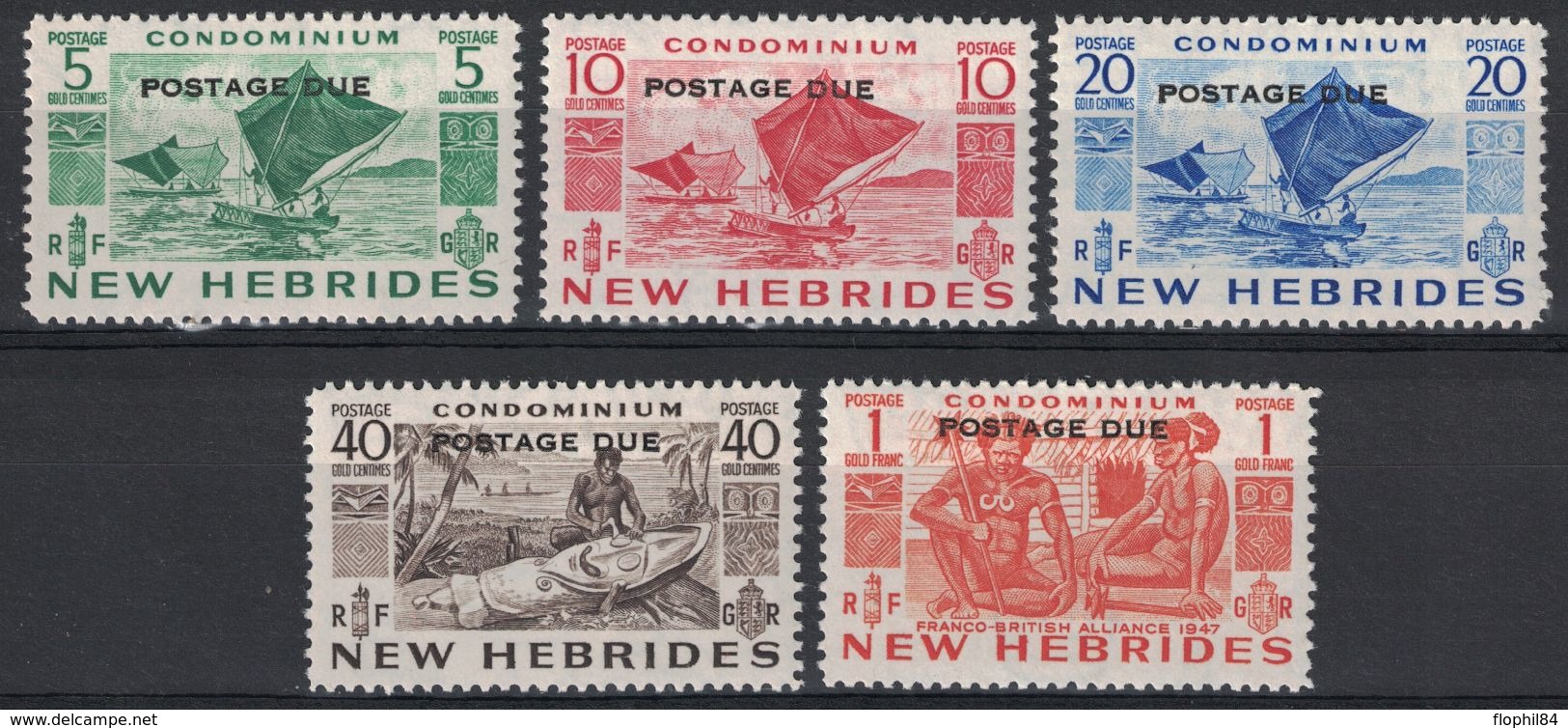 NOUVELLES-HEBRIDES - TAXE N°31 A 35 - SERIE DE 5 VALEURS - SANS CHARNIERE - COTE 55€ (P1) - Nuevos