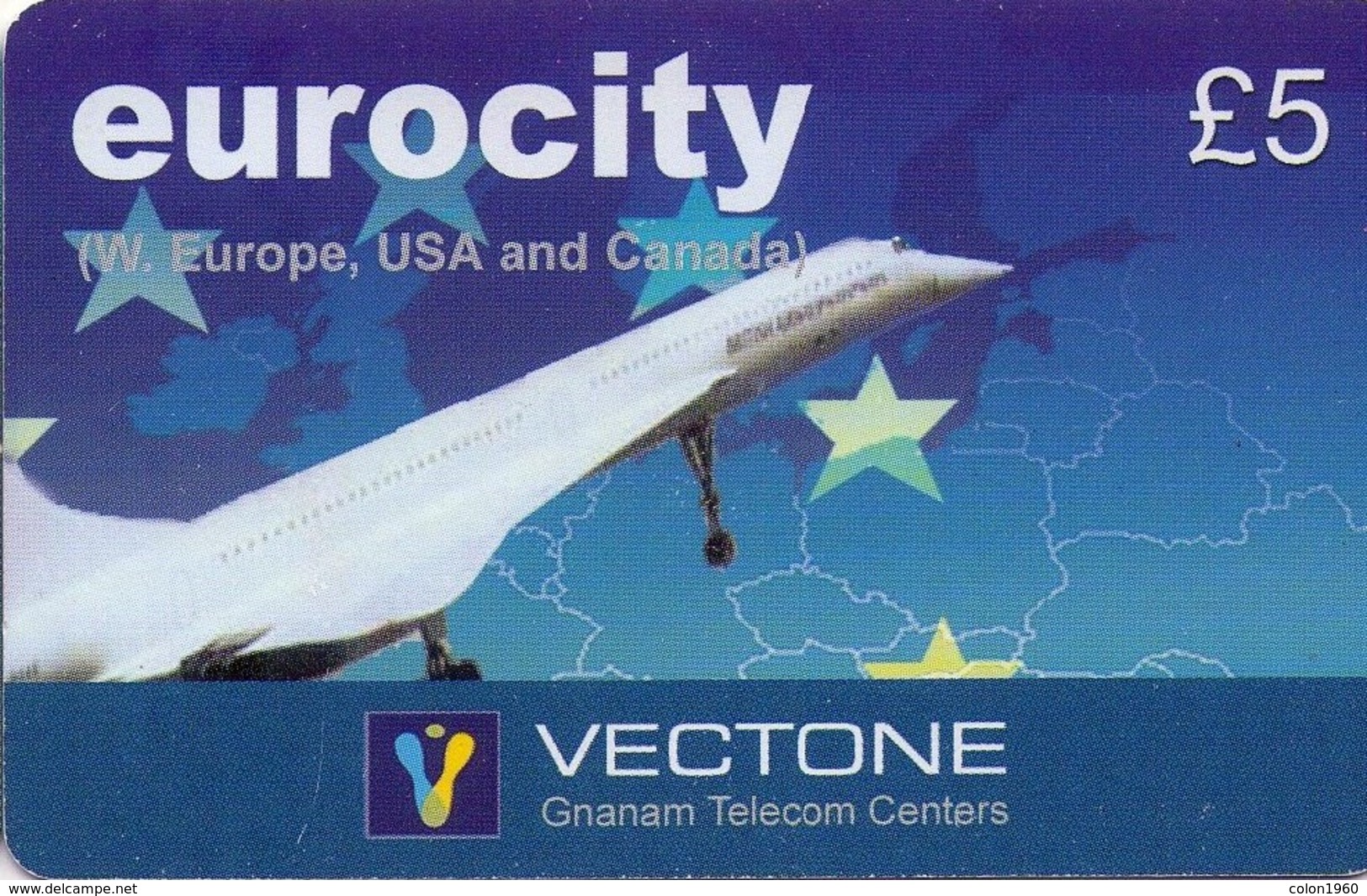 TARJETA TELEFONICA DE GRAN BRETAÑA. (556) (PREPAGO) EUROCITY - CONCORDE - Avions