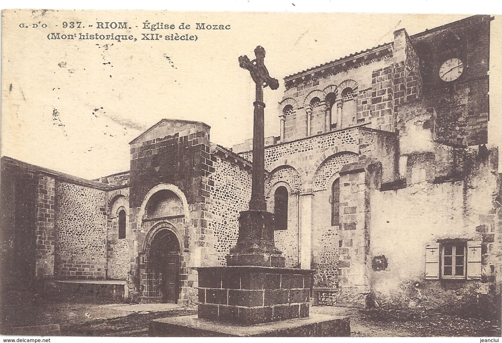 937. RIOM. EGLISE DE MOZAC . MONt HISTORIQUE XIIe/S . AFFR LE 16-10-1924 AU VERSO . 2 SCANES - Riom