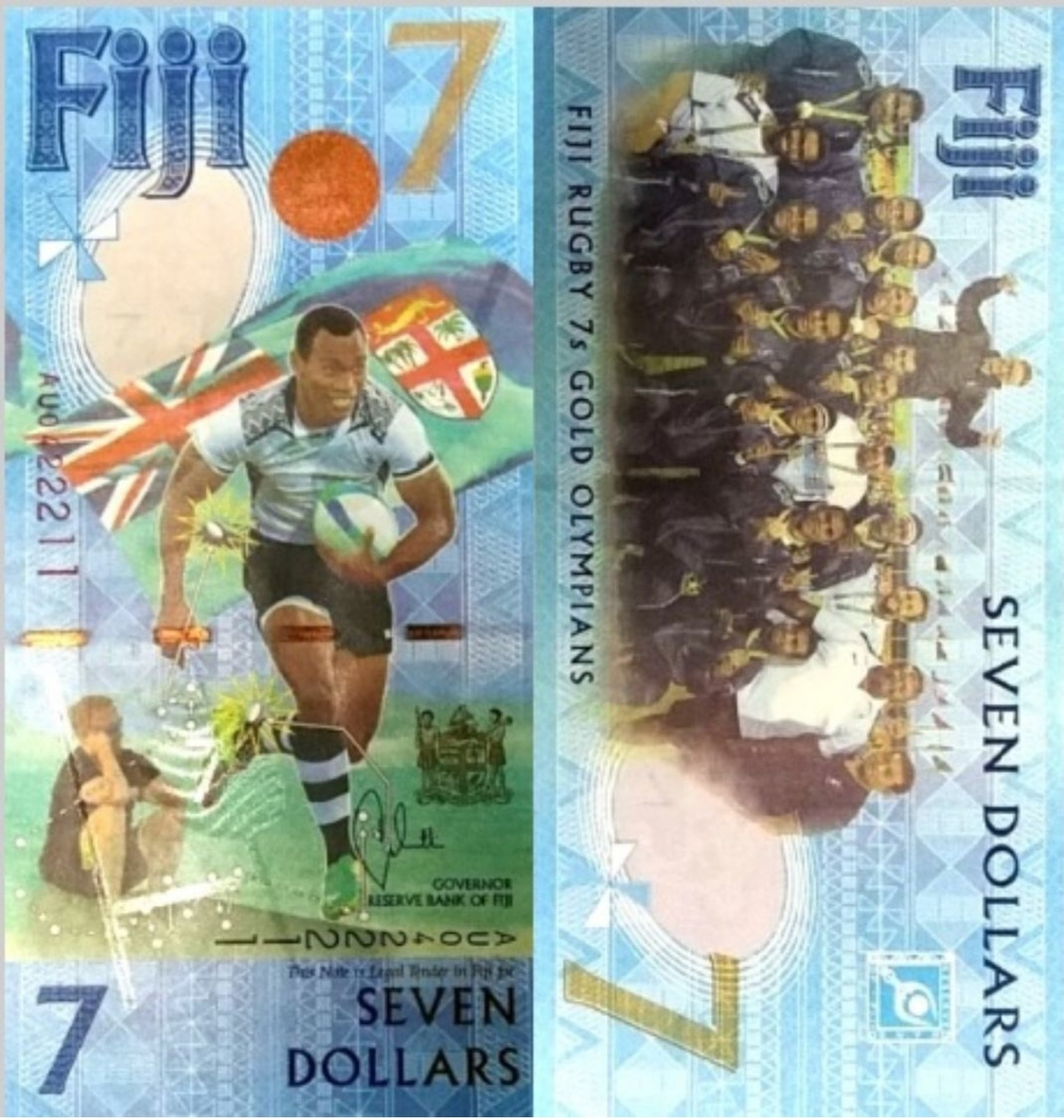 FIJI 7 Dollars 2016 P 120 UNC Rugby - Fidji