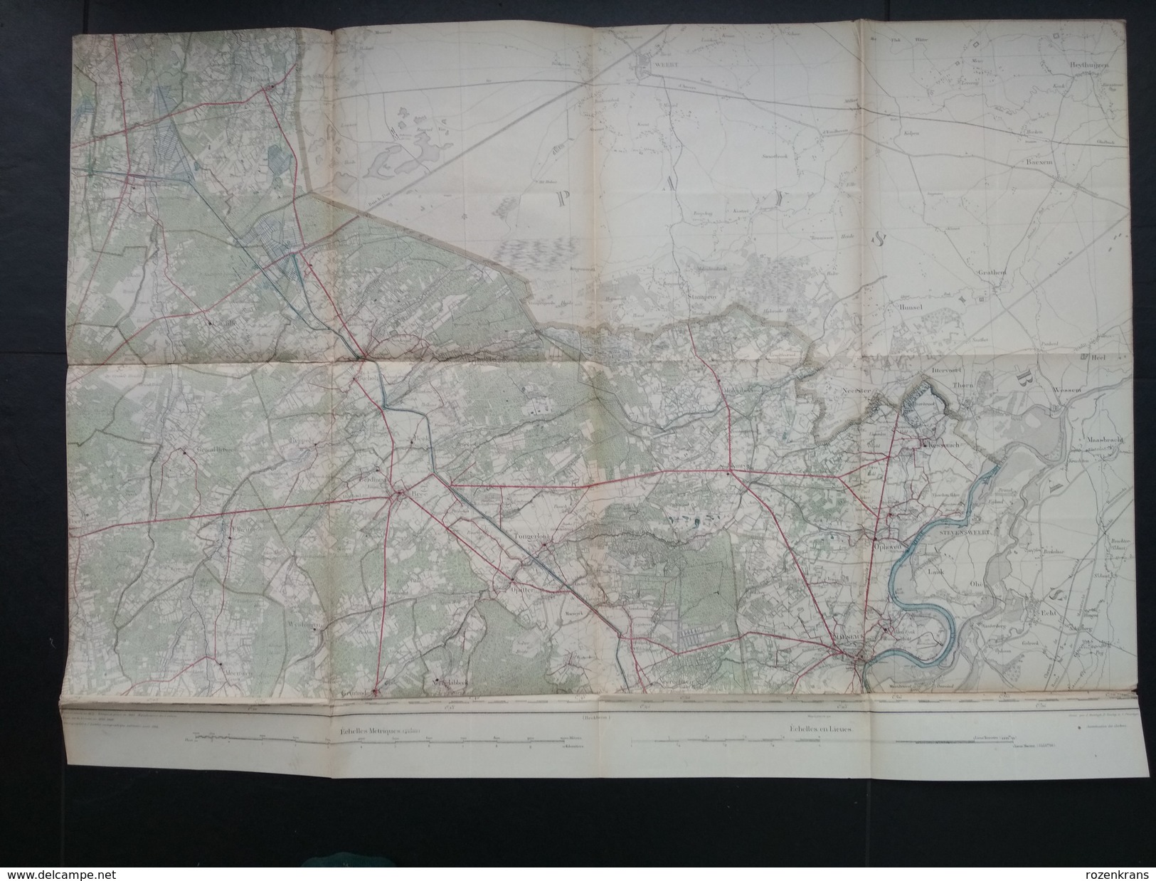 Topografische En Militaire Kaart STAFKAART 1910 Maaseik Bree Hamont Achel Weert Stevensweert Caulille Kinroy Meeuwen - Cartes Topographiques