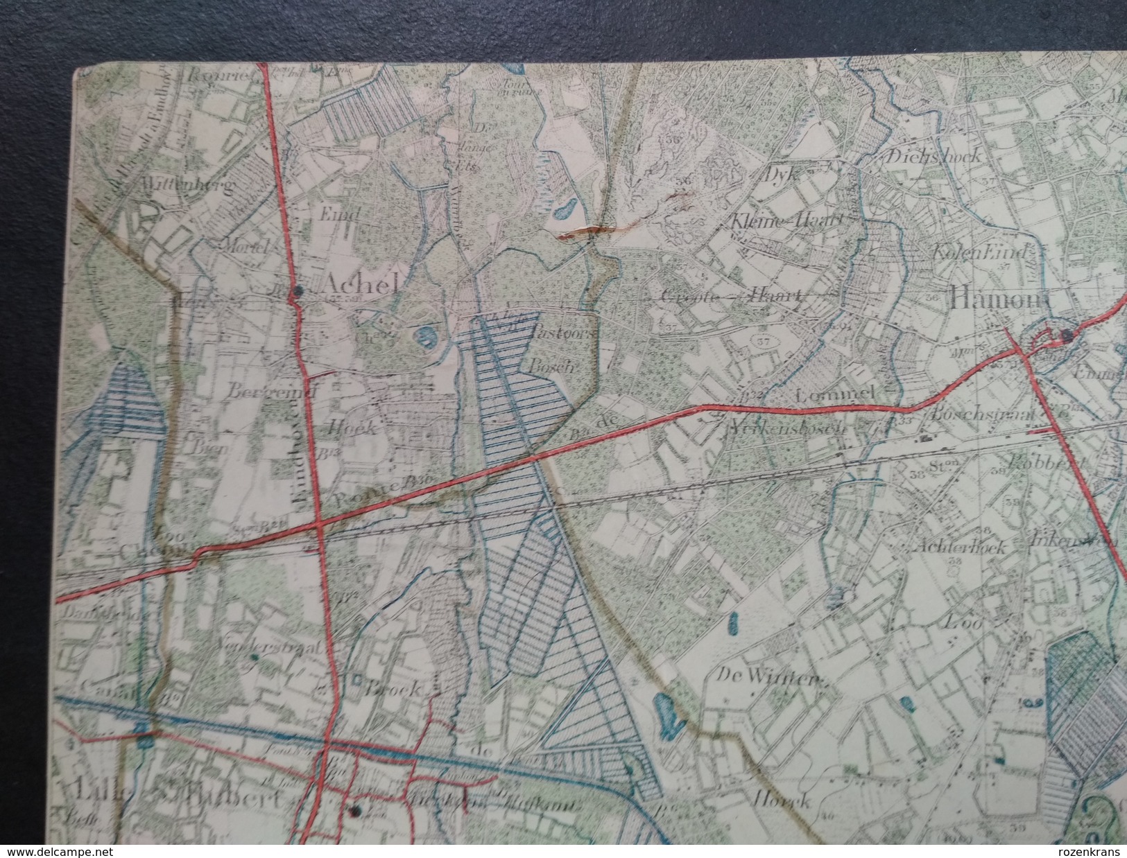 Topografische en militaire kaart STAFKAART 1910 Maaseik Bree Hamont Achel Weert Stevensweert Caulille Kinroy Meeuwen