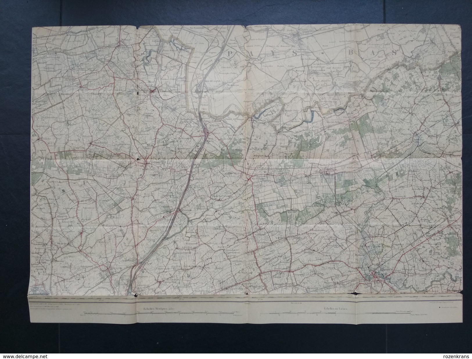 Topografische En Militaire Kaart STAFKAART 1911 Lokeren Daknam Stekene Wachtebeke Koewacht Sas Van Gent Evergem Assenede - Topographical Maps