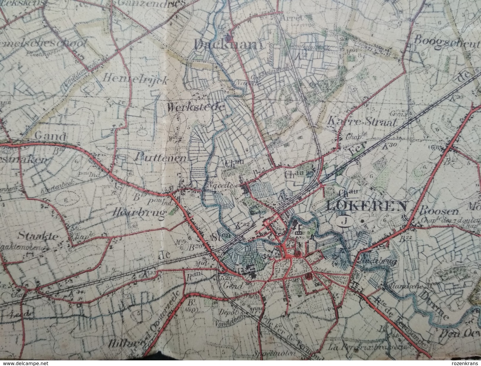 Topografische En Militaire Kaart STAFKAART 1911 Lokeren Daknam Stekene Wachtebeke Koewacht Sas Van Gent Evergem Assenede - Topographical Maps