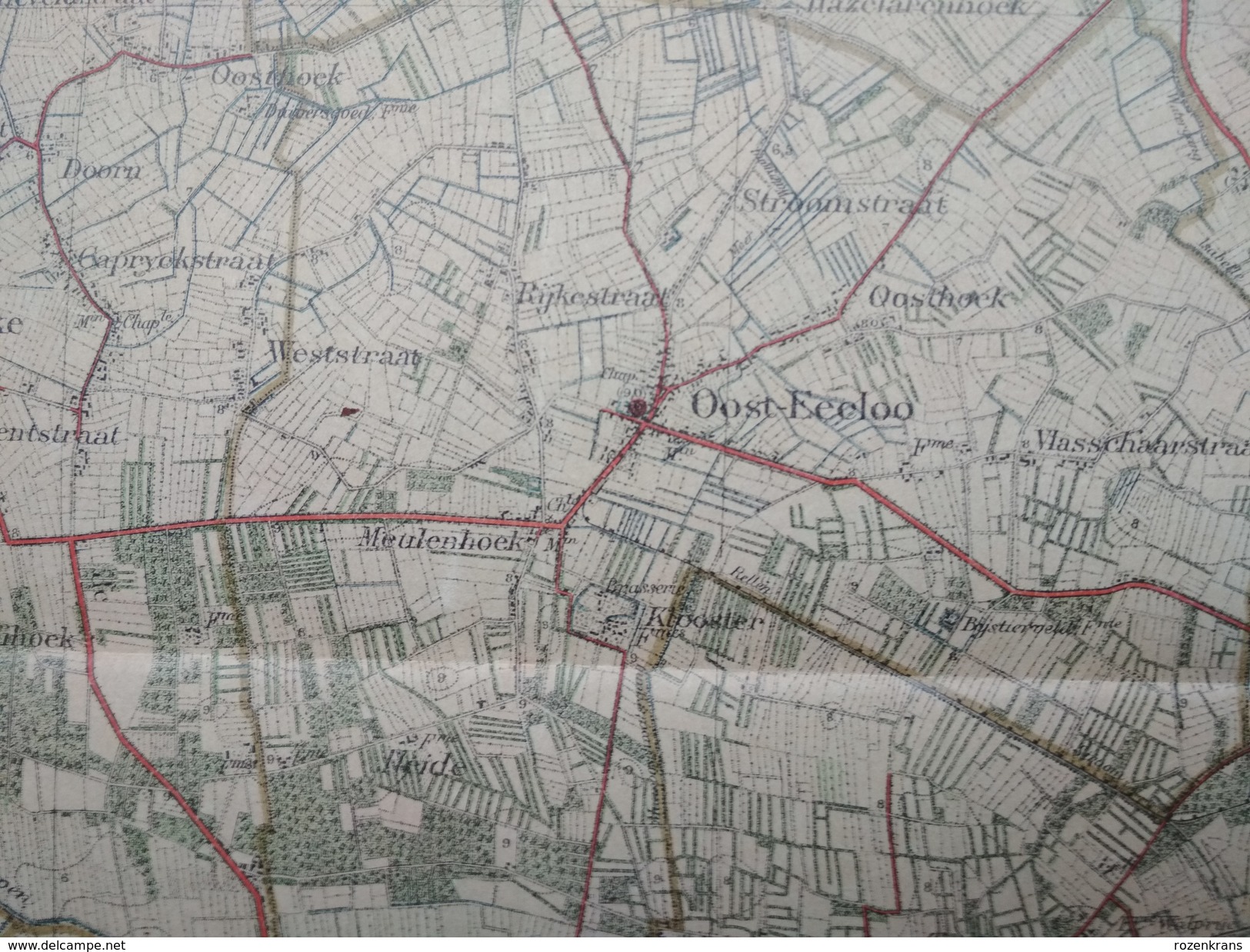 Topografische en militaire kaart STAFKAART 1911 Lokeren Daknam Stekene Wachtebeke Koewacht Sas van Gent Evergem Assenede