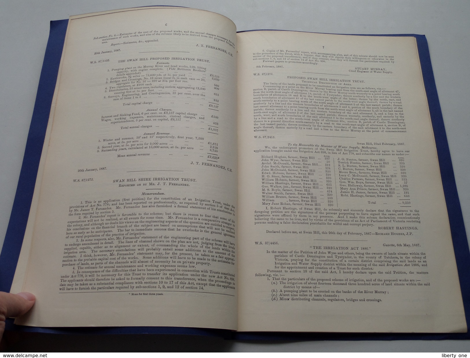 PROPOSED SWAN HILL IRRIGATION And WATER SUPPLY TRUST -  VICTORIA / 1887 ( TYNTYNDER / Tatchera ) Copie MAP / USA ! - Obras Públicas