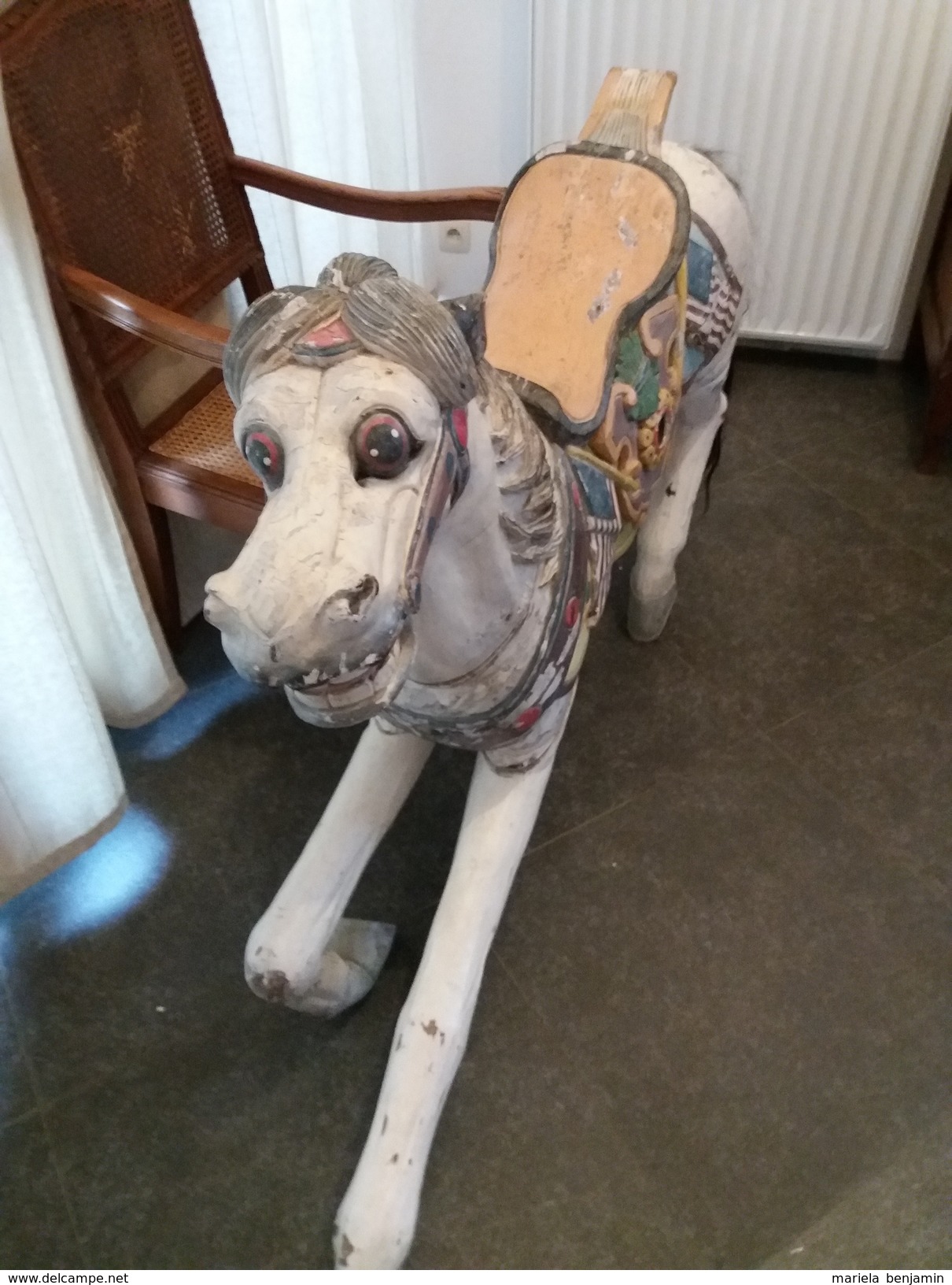 Authentique Cheval De Manège En Bois - Fin XIXe - Début XXe Siècle - Jouets Anciens