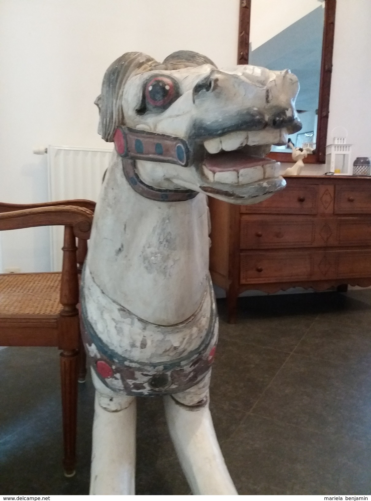 Authentique Cheval De Manège En Bois - Fin XIXe - Début XXe Siècle - Jouets Anciens