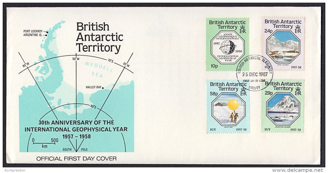 E0261 BRITISH ANTARCTIC TERRITORY 1987, SG 159-62 30th Anniv International Geophysical Year,  FDC - Covers & Documents