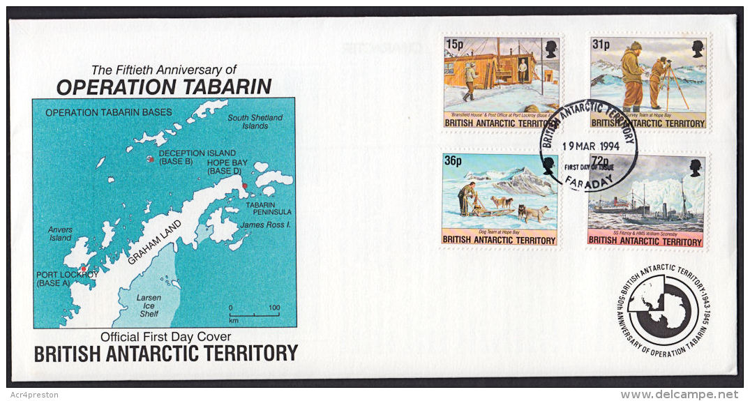 H0075 BRITISH ANTARCTIC TERRITORY 1994, SG 2369  50th Anniv Of Operation Tabarin,  FDC - Covers & Documents