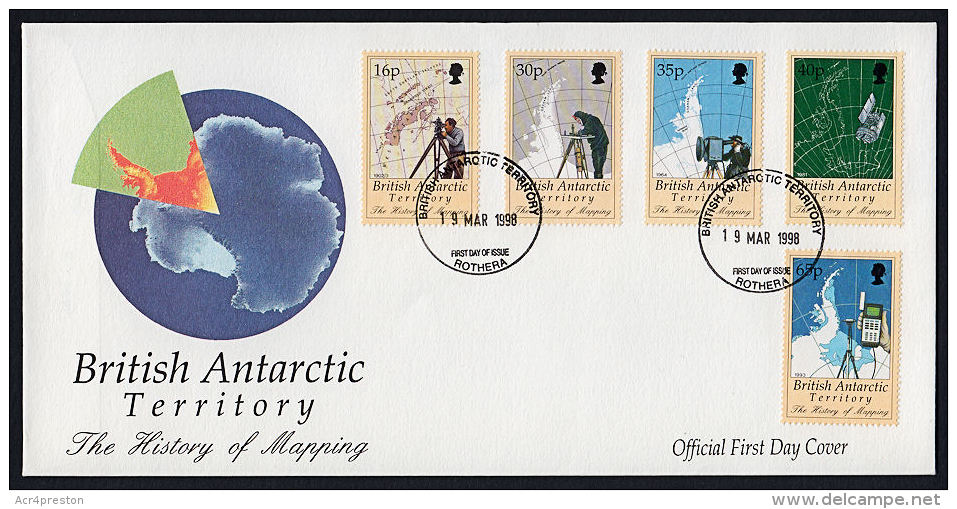 I0015 BRITISH ANTARCTIC TERRITORY 1998, SG 281-5  History Of Mapping In Antarctica,  FDC - Covers & Documents