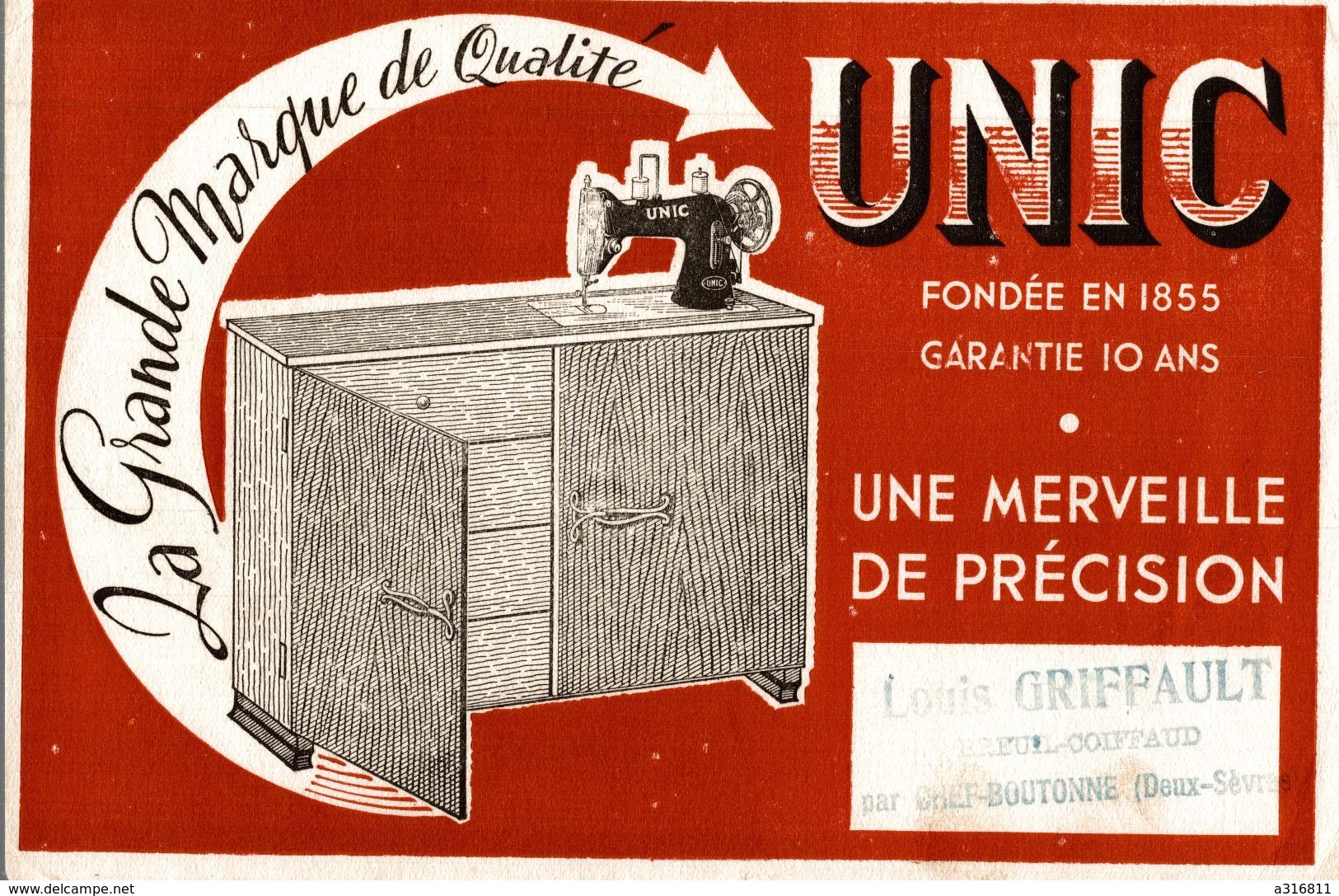 UNIC MACHINE A COUDRE    (louis Griffault Breuil Coiffaud Par Chef Boutonne ) - M