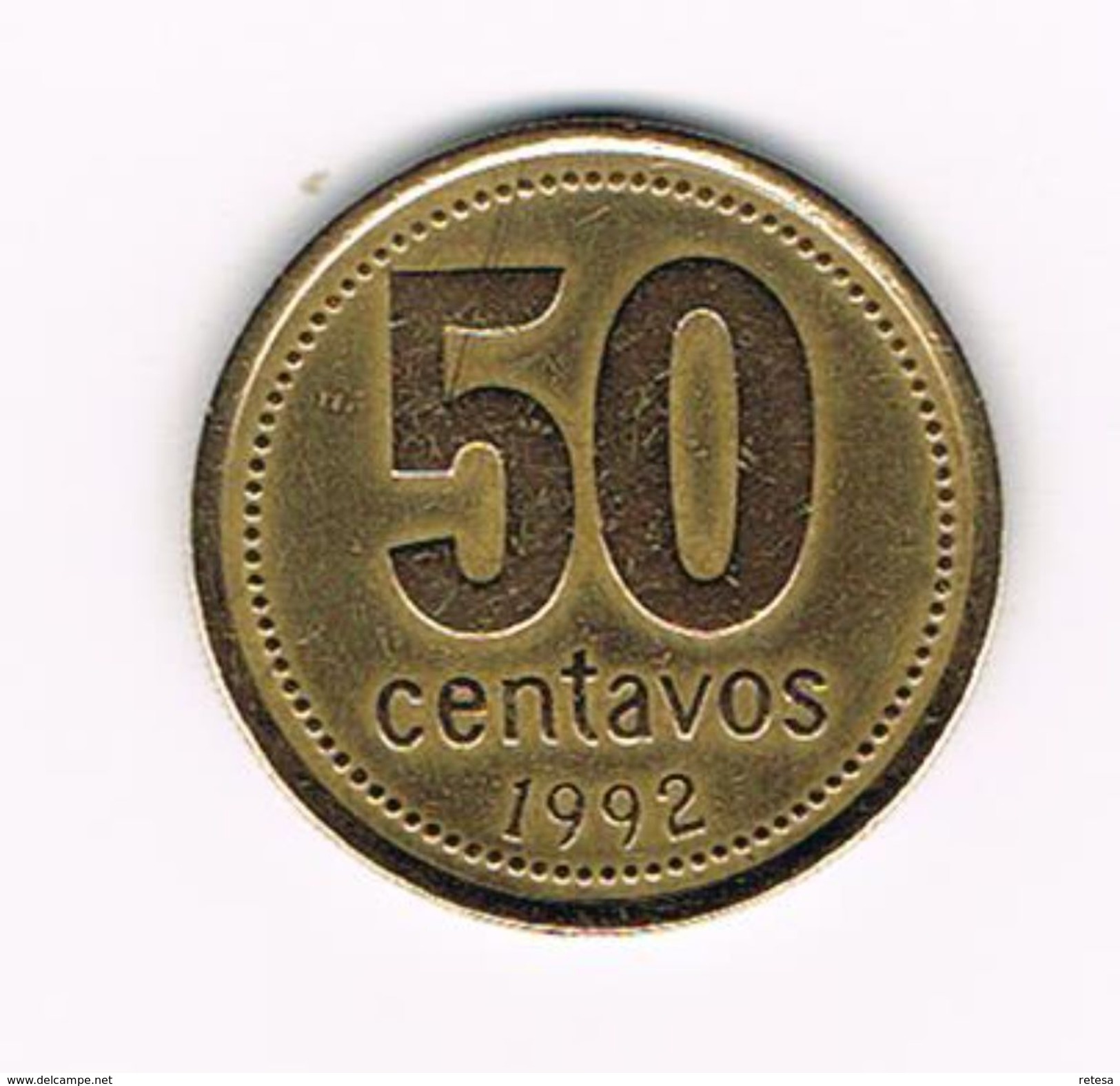 )   ARGENTINA  50  CENTAVOS  1992 - Argentine