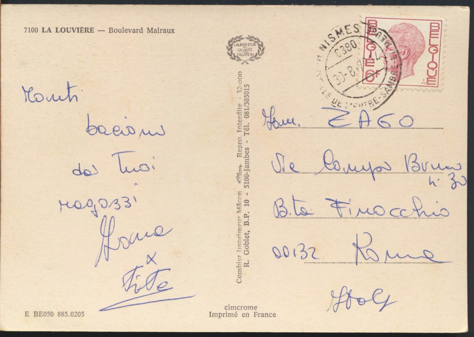 °°° 8644 - BELGIUM - LA LOUVIERE - BOULEVARD MAIRAUX - 1972 With Stamps °°° - La Louvière