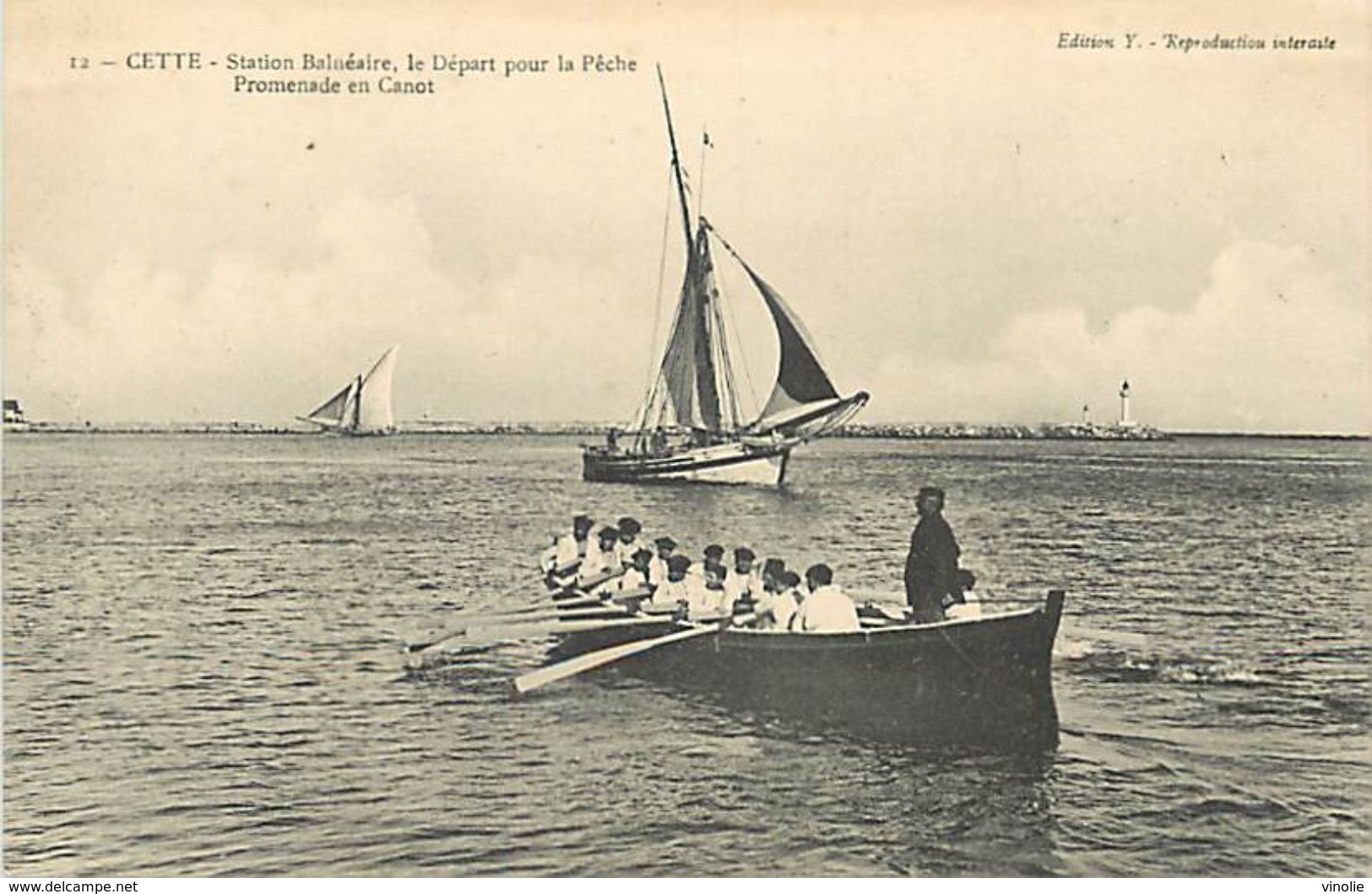 A-17.8947 :  CETTE. STATION BALNEAIRE. LE DEPART POUR LA PECHE. PROMENADE EN BATEAU - Sete (Cette)