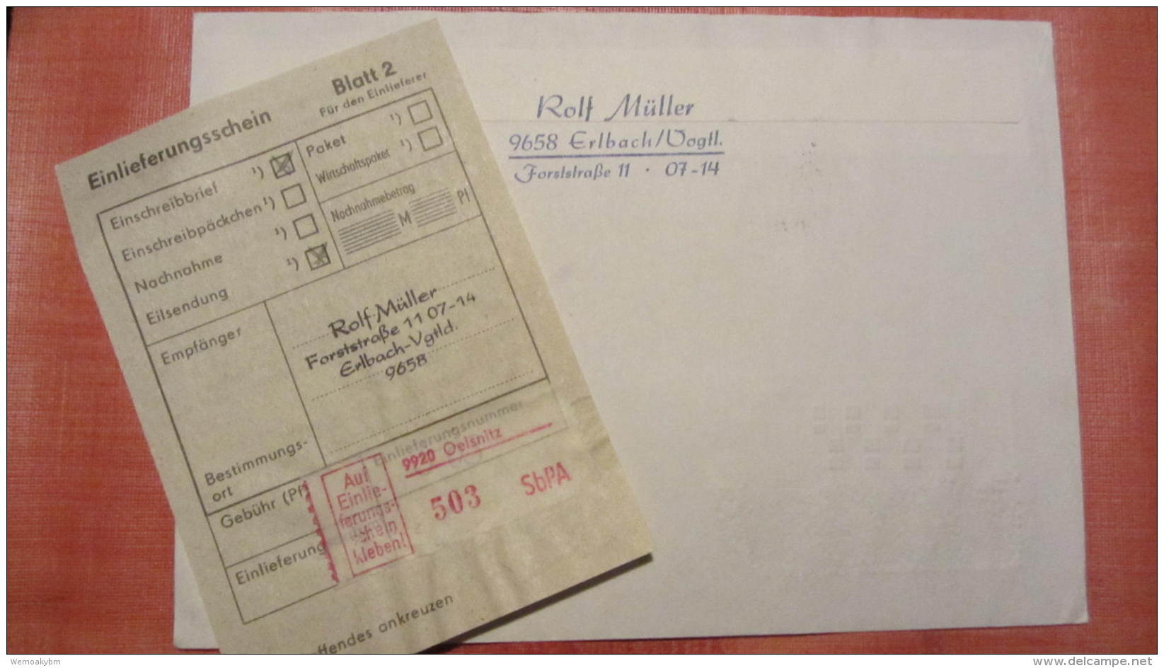 DDR Nach 64: R-Ausl-Brief Nach UdSSR SbPA-R-Zettel Nr.2 (746) 8025 Dresden Vom 25.7.68 Mit Einl-Schein Knr: 1386 Ua - R-Zettel