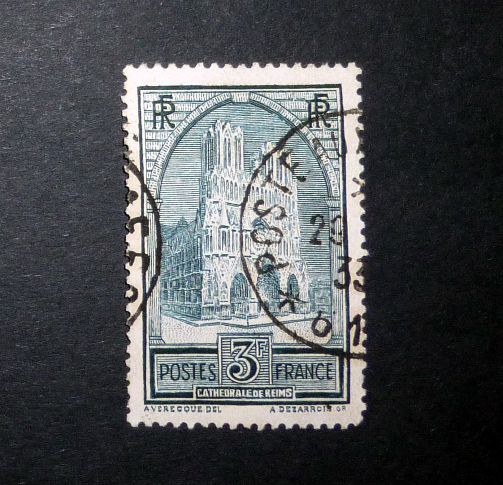 FRANCE 1930 N°259III OBL. (CATHÉDRALE DE REIMS. 3F ARDOISE. TYPE III) - Oblitérés