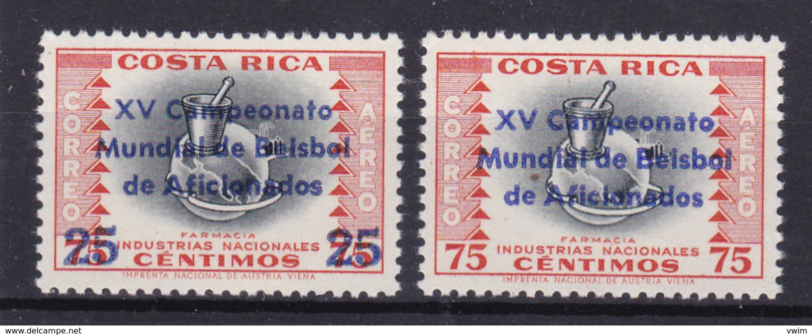 COSTA RICA   - 1961 - Mi. N°581 En 582 - 15e Wereld Kampioenschap Base Ball -  Ongestempeld/neuf/new/ungebraucht - ** - Costa Rica