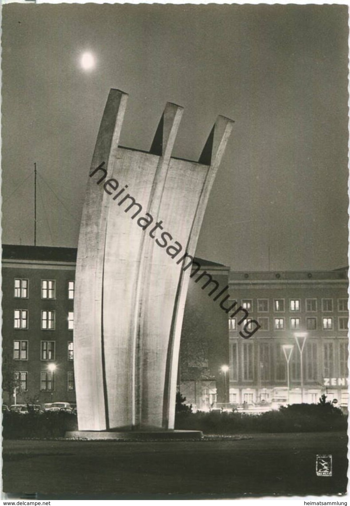 Berlin - Denkmal Am Platz Der Luftbrücke - Nachtaufnahme - Foto-Ansichtskarte 60er Jahre - Verlag Klinke & Co. Berlin - Tempelhof