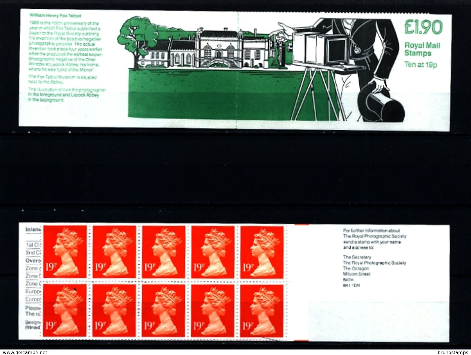 GREAT BRITAIN - 1989  £ 1.90  BOOKLET  FOX TALBOT  RM  MINT NH  SG FV 2b - Cuadernillos