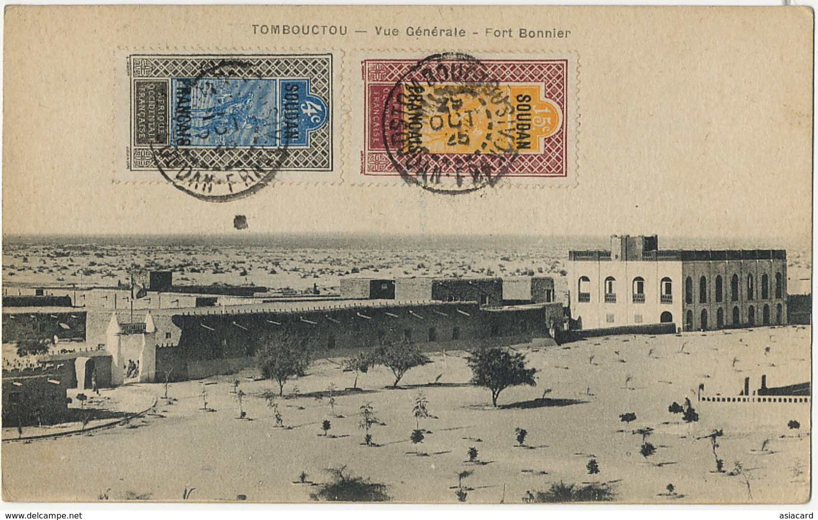 Tombouctou Vue Generale Fort Bonnier  2 Beaux Timbres 1926 Le Deley - Mali