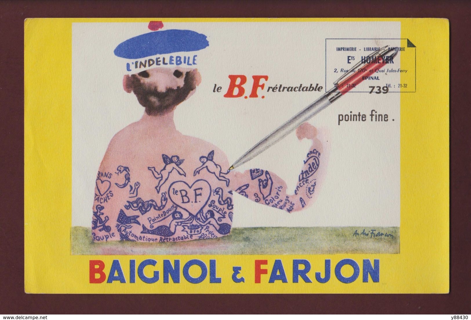 BUVARD - BAIGNOL & FARJON - Librairie Ets HOMEYER à EPINAL. 88  - 2 Scannes. - Papeterie