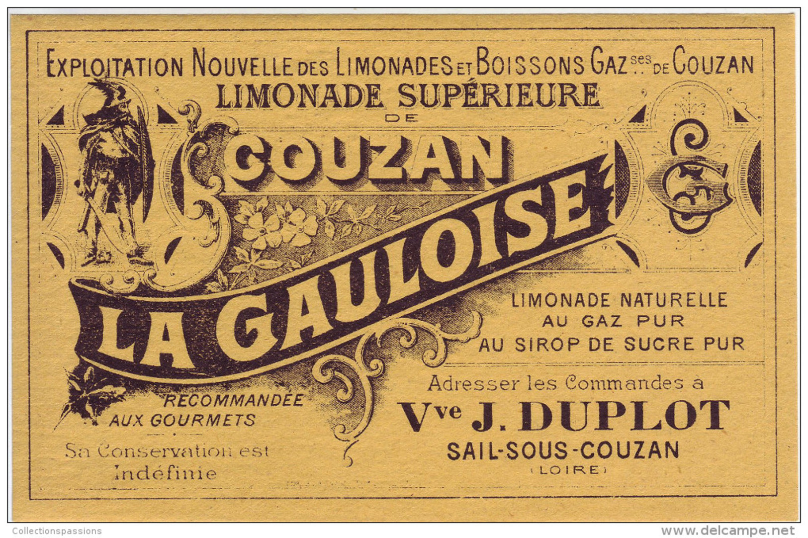 Etiquette: Limonade Supérieure De Couzan. " LA GAULOISE " - Sail Sous Couzan. Loire - Other & Unclassified