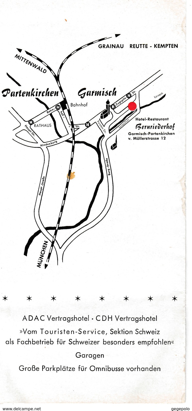 GARMISCH-PARTENKIRCHEN - Hotel Gaststatte BERNRIEDER-HOF - Dépliant De 6 Pages  ( 21 Cm X 10 Cm )  Rare - Cuadernillos Turísticos