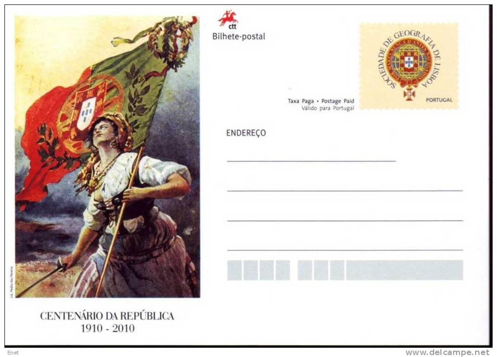 Portugal -  Postkarte  Briefkaart  Postcard - 100 Jahre Republik - Stamps