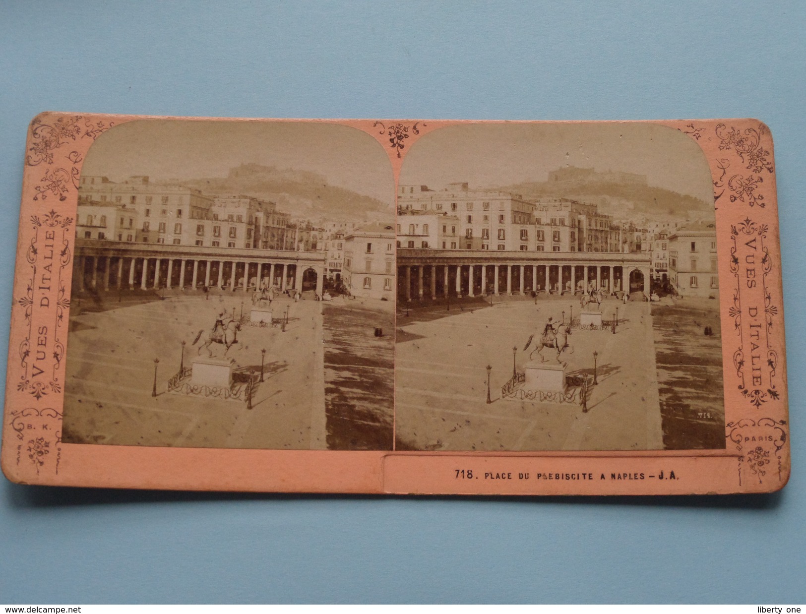 Place Du Plebiscite A NAPLES ( J.A. (Vues D'Italie) 718 ) Stereo Photo ( Voir Photo Pour Detail ) ! - Photos Stéréoscopiques