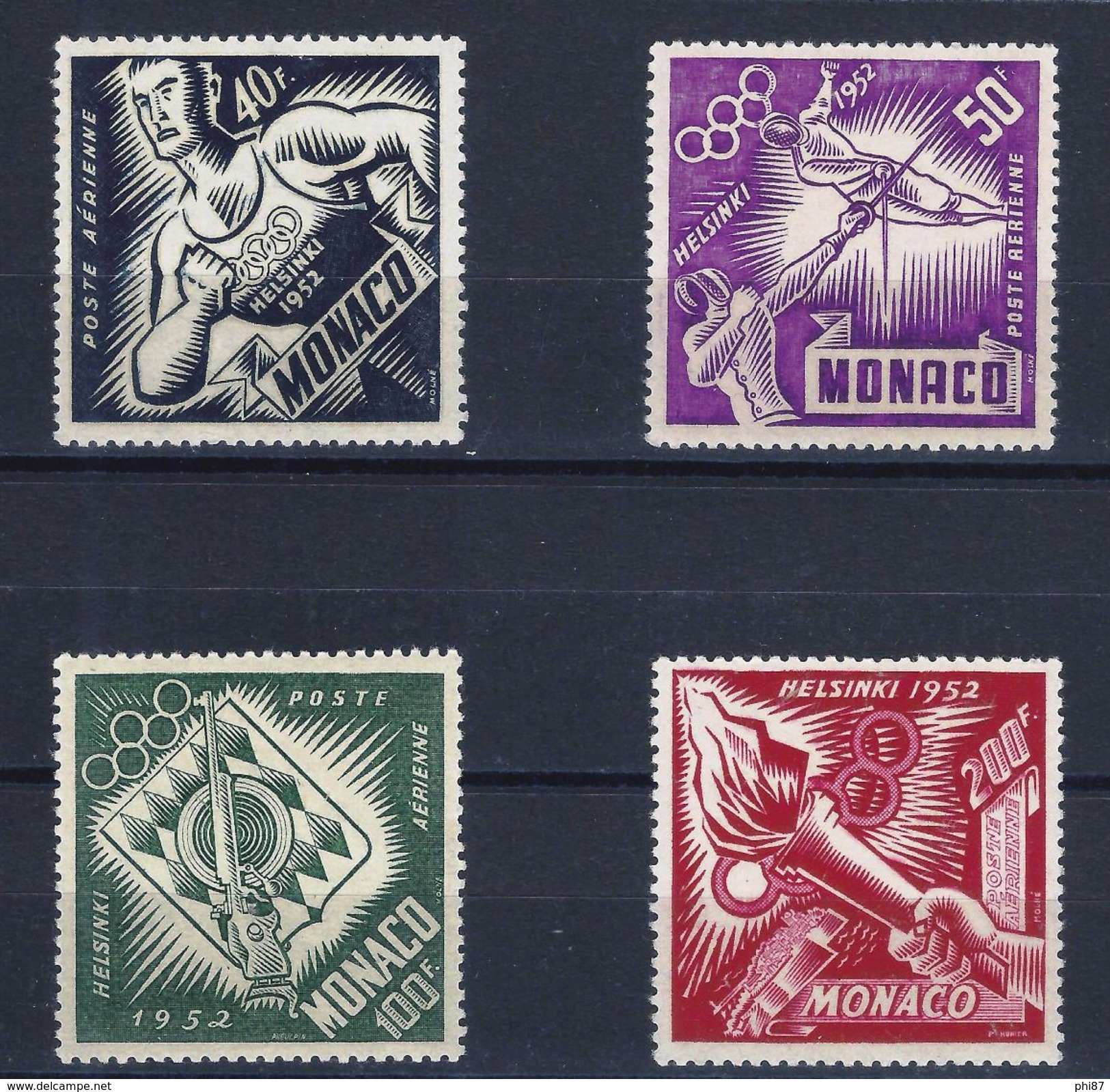 MONACO - TRES RECHERCHER JO HELSINKI 1952 - Poste Aérienne 51/54 Et Poste 386/391 NEUF** Gomme D'origine - Unused Stamps