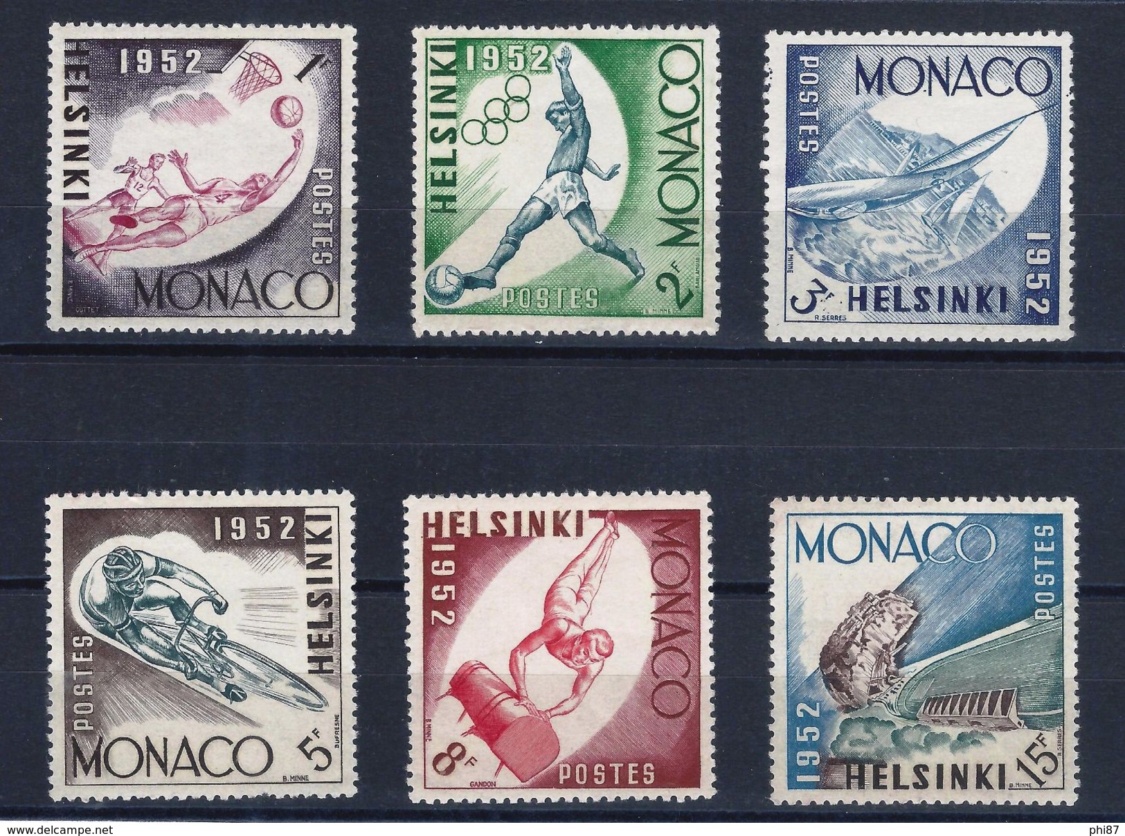 MONACO - TRES RECHERCHER JO HELSINKI 1952 - Poste Aérienne 51/54 Et Poste 386/391 NEUF** Gomme D'origine - Unused Stamps