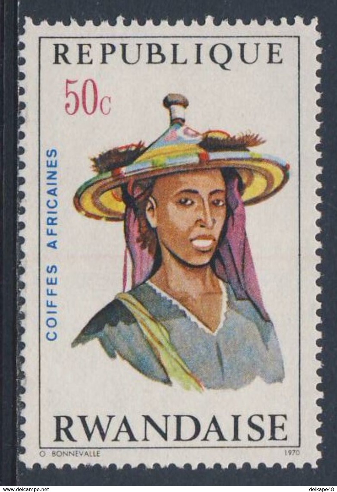 Ruanda Rwanda 1971 Mi 441 A YT 410 ** Bororo Man, Niger – African Hairdresses / Niger Haartracht - Ongebruikt