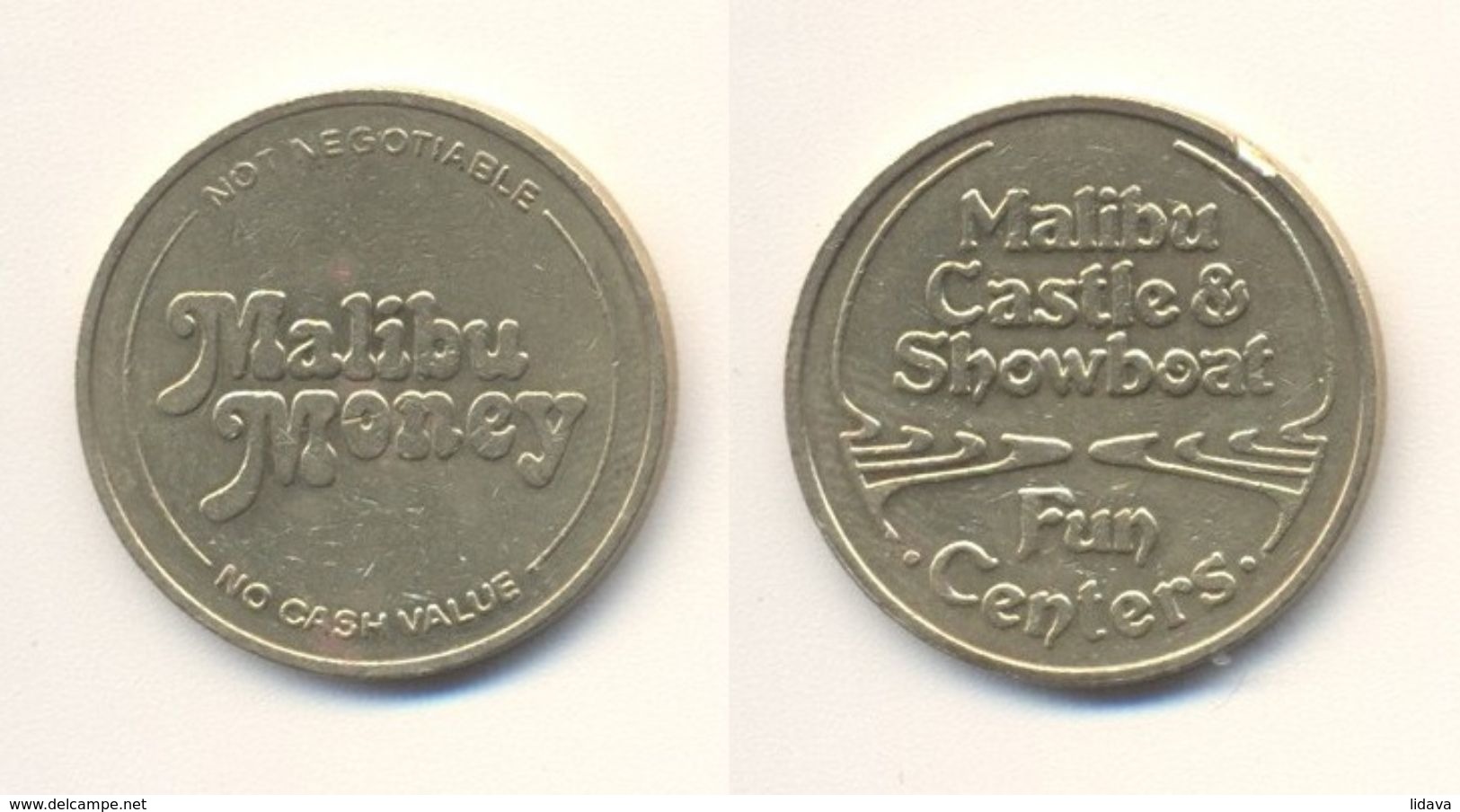 USA MALIBU MONEY CASTLE & SHOWBOAT FAN CENTERS AMUSEMENT SLOT GAMES MACHINE TOKEN JETON GETTONE Metal Ø25mm - Professionals/Firms