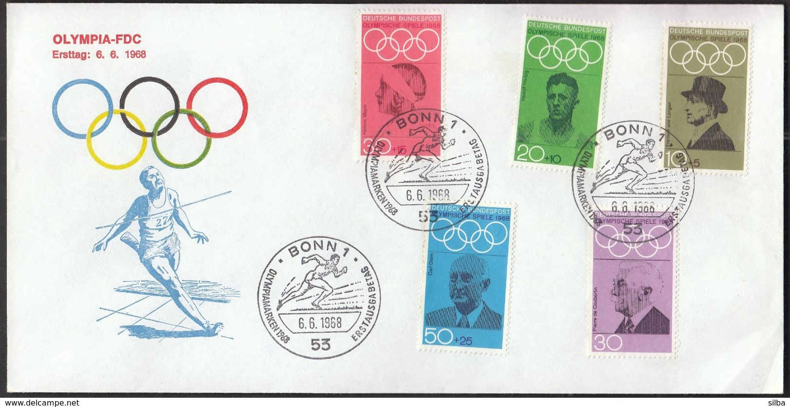 Germany Bonn 1968 / Olympic Games Mexico City / Athletics / Langen, Harbig, Coubertin, Mayer, Diem - Zomer 1968: Mexico-City