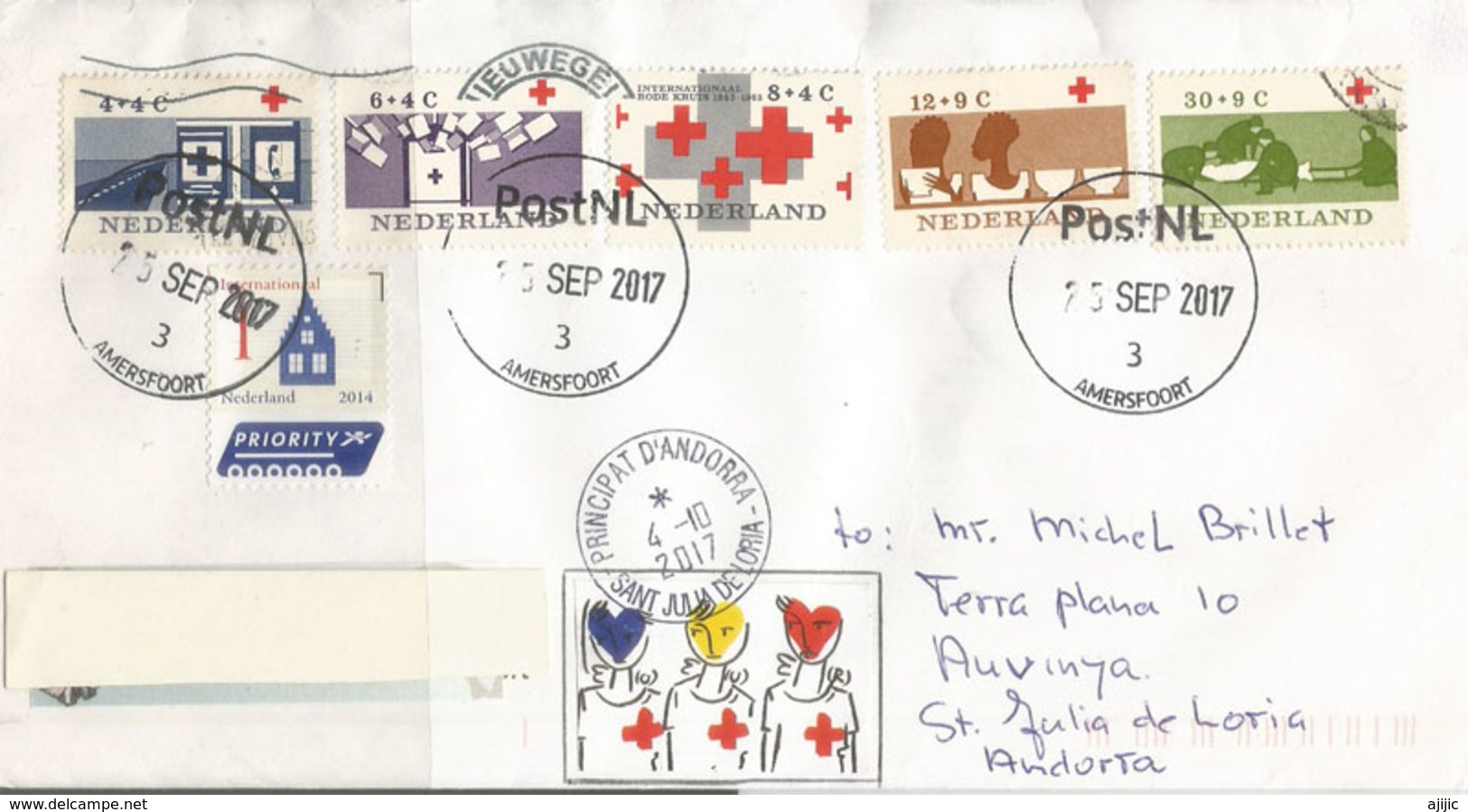 Croix-Rouge Internationale, Lettre D'Amersfoort Aux Pays-Bas, Adressée ANDORRA, Avec Timbre à Date Arrivée - Red Cross