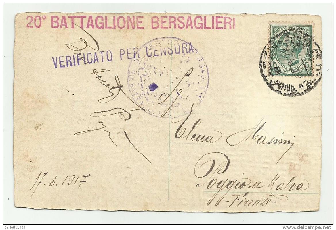 PRESSO UN RETICOLATO ILLUSTRATA NORFINI - RETRO 20o BATTAG. BERSAGLIERI E CENSURA 1917   VIAGGIATA FP - Other & Unclassified