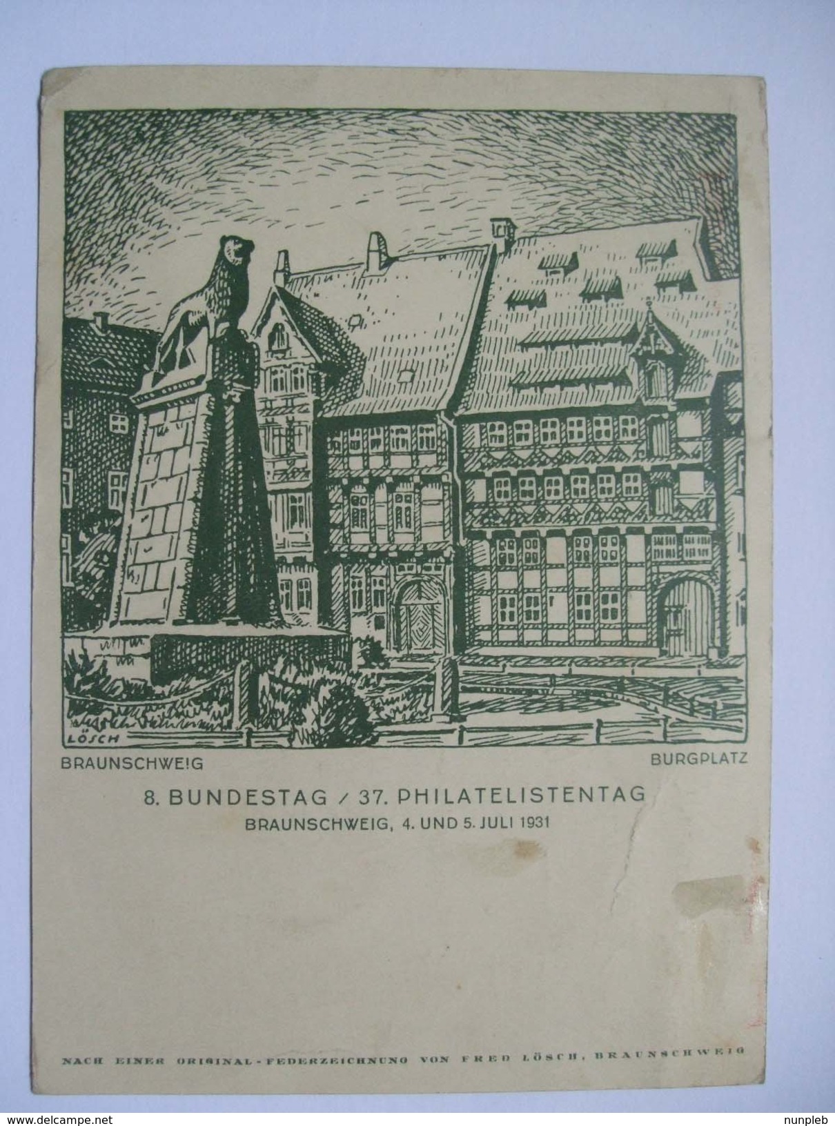 Germany - 1931 Postkarte - Braunschweig Bundestag 37. Philatelistentag - Lettres & Documents