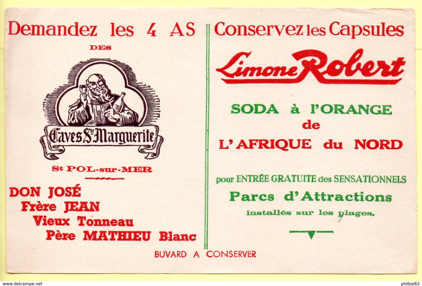 Buvard Limone Robert, Soda à L'orange - Vins Caves Ste Marguerite à St Pol Sur Mer. - Softdrinks