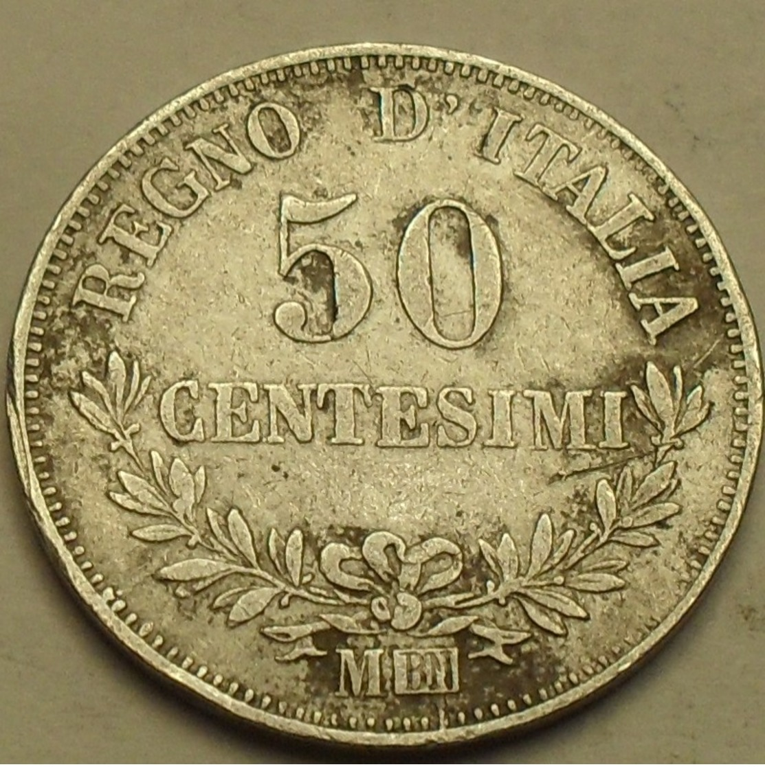 1863 - Italie - Italy - 50 CENTESIMI (M BN), VITTORIO EMANUELE II , Argent, Silver, KM 14.1 - 1861-1878 : Victor Emmanuel II