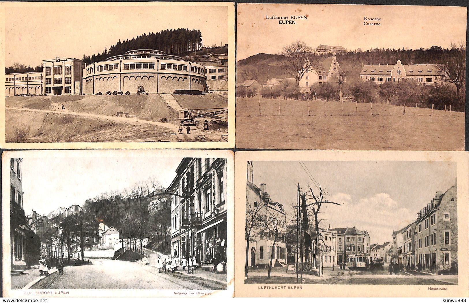 Eupen - Lot 4 Cartes (animée, Tram, Tramway, Haasstrasse, Caserne) - Eupen