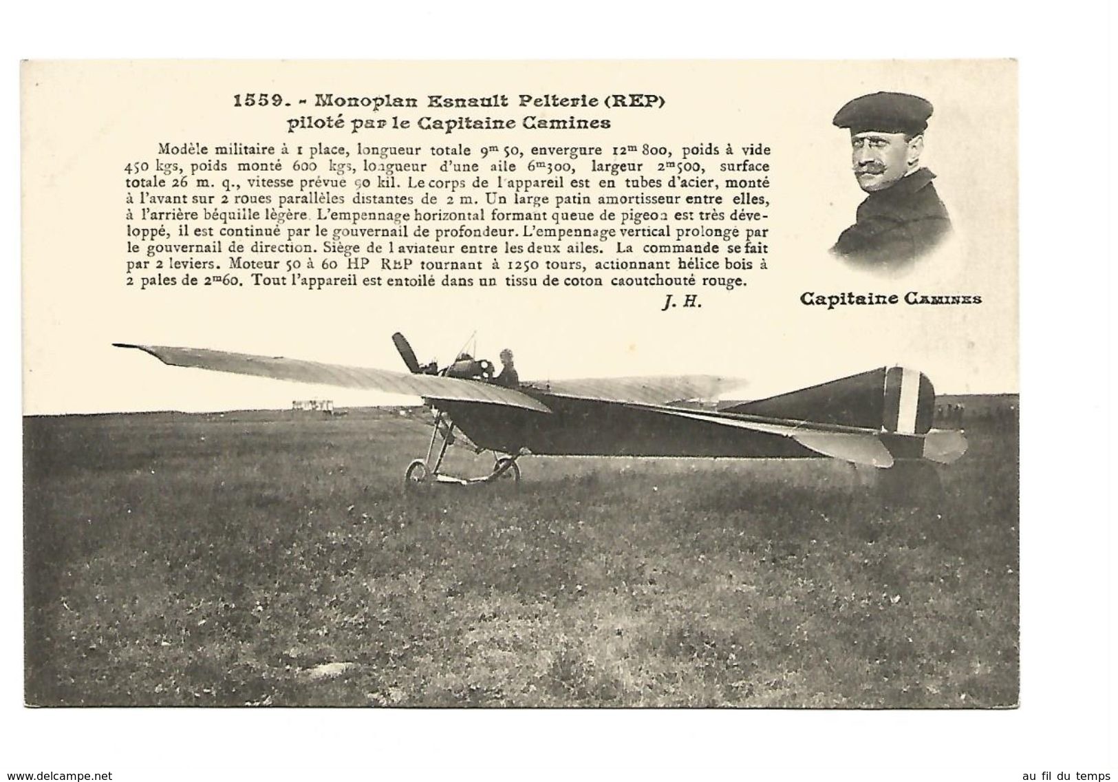 LE MONOPLAN ESNAULT PELTERIE PILOTE PAR LE CAPITAINE CAMINES - ....-1914: Precursors