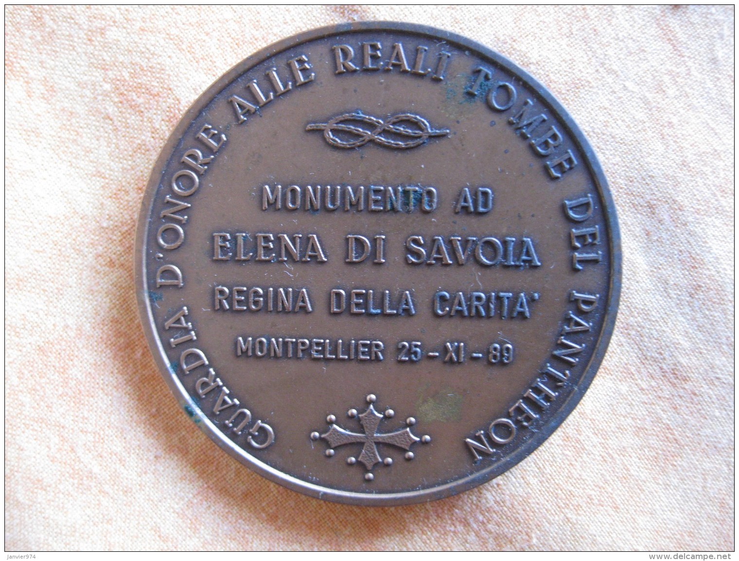 Medaglia Monumento Ad Elena Di Savoia Montpellier Francia 1989 Incisa Da CATERINI - Other & Unclassified