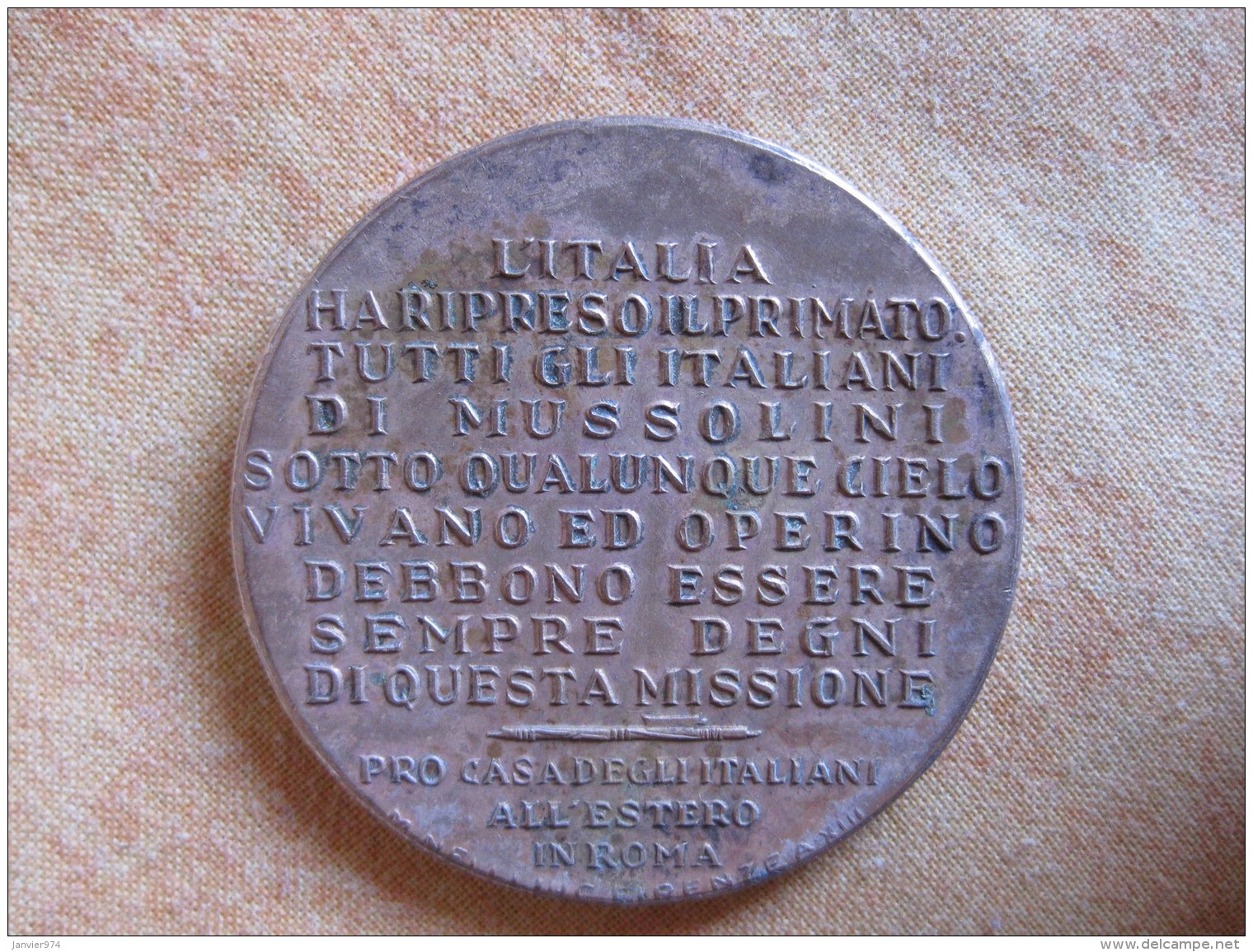 MEDAGLIA MUSSOLINI. PRO CASA ITALIANI ALL ESTERO IN ROMA. Opus RIVALTA - Altri & Non Classificati