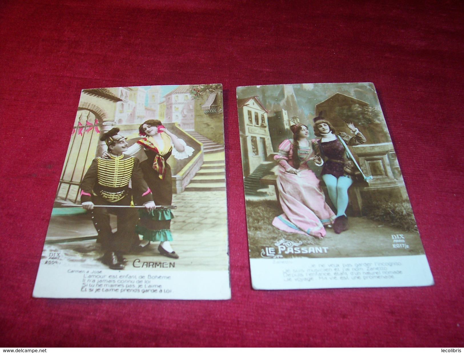 THEME FANTAISIE ° COUPLE 2 CARTES   BELGIQUE 1920 °°° LE PASSANT  + CARMEN - Altri & Non Classificati