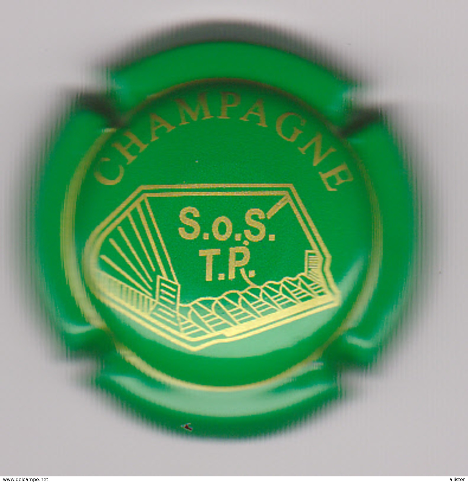 Capsule Champagne Commémo ( Nr ; S.0.S. TP Vert Et Or ) Dos Quelques Taches {S41-17} - Autres & Non Classés