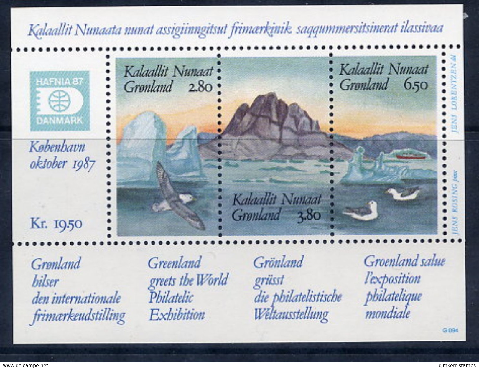 GREENLAND 1987 HAFNIA '87 Block MNH / **.  Michel Block 1 - Blokken