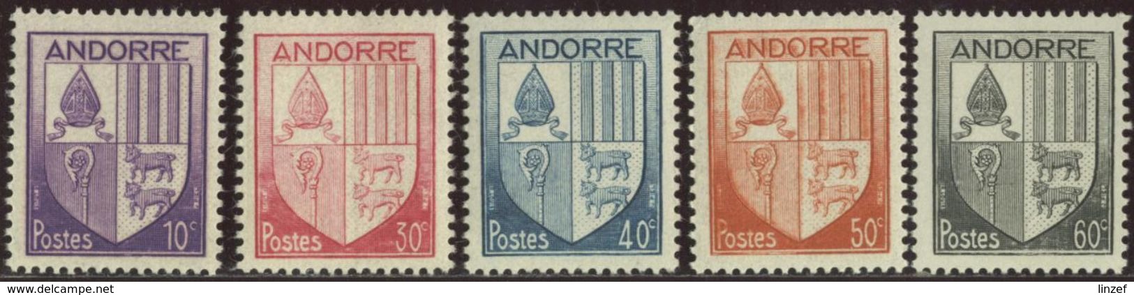 Andorre 1944 Yv. N°93 à 97 - Armoiries Des Vallées - Neuf ** - Unused Stamps